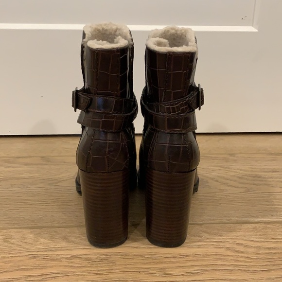 New Paige Croc Embossed Chocolate Booties, Size 9 - Picture 4 of 5